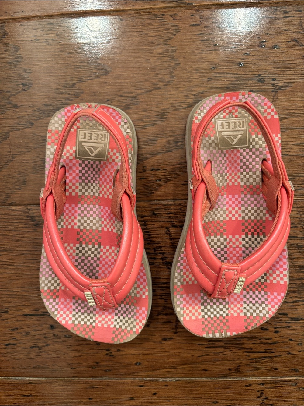 Reef Kids Coral Pink Checkerboard Flip Flop Sandals